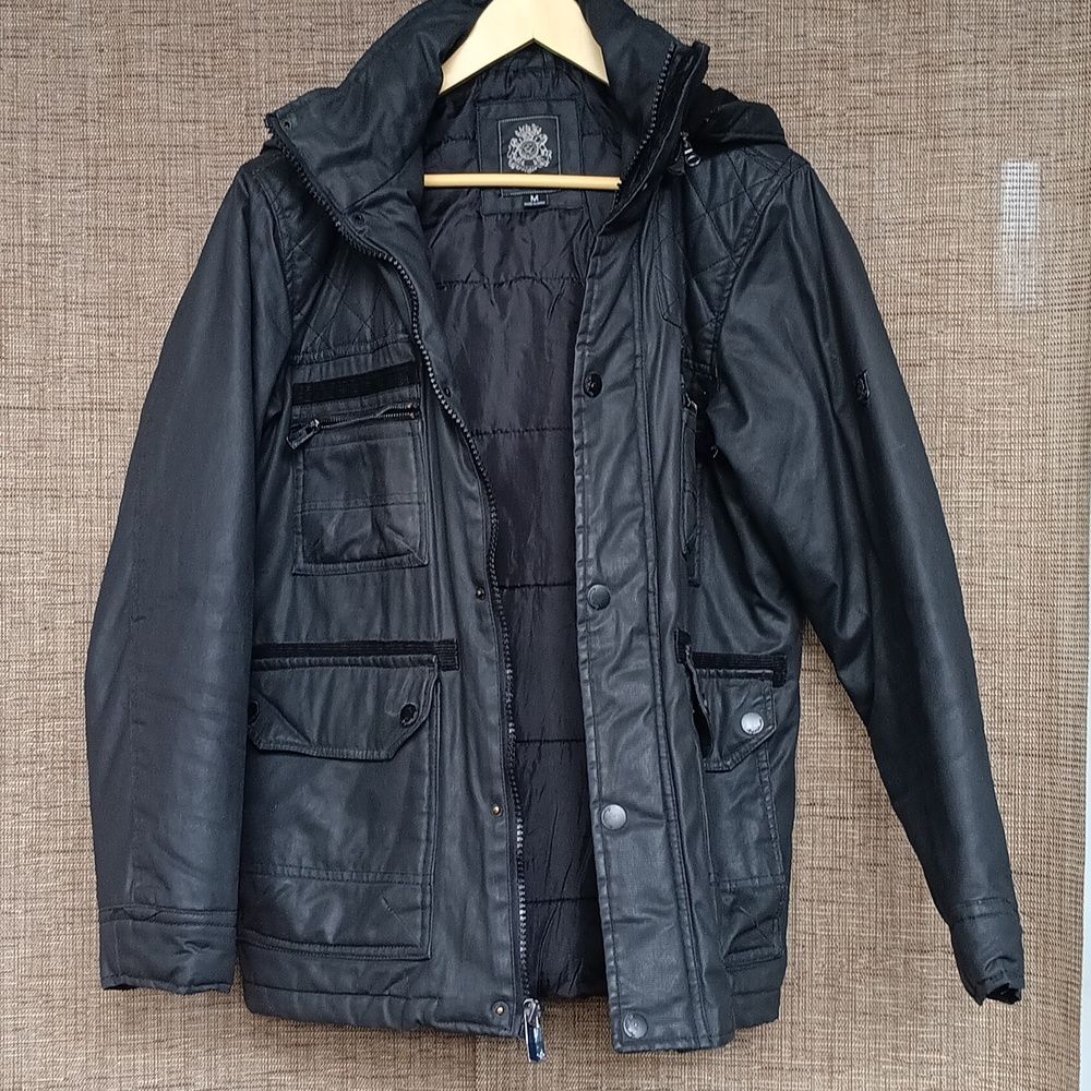 English Laundry Black Military Oile Canvas Jacket